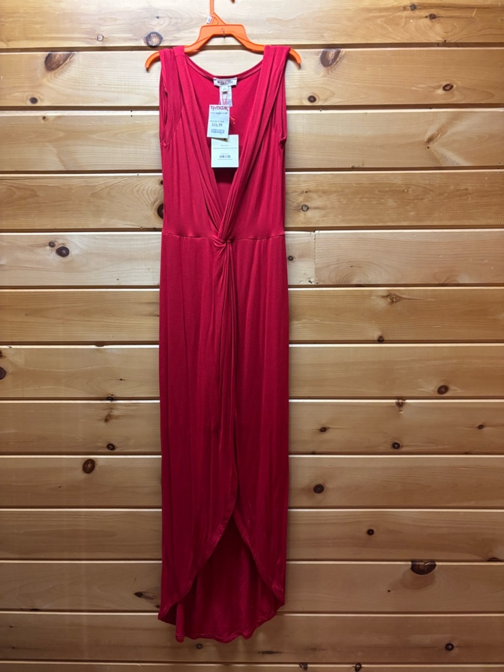 Rolla Coster Sleeveless Bright Red Twist-Front Maxi Dress